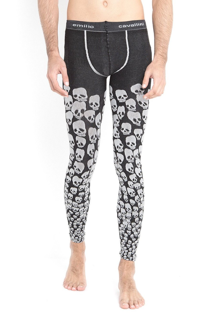 Uomo Emilio Cavallini | Leggings Teschi Nero/Bianco Grezzo