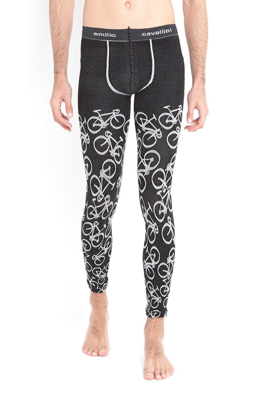 Uomo Emilio Cavallini | Leggings Biciclette Nero/Bianco Grezzo