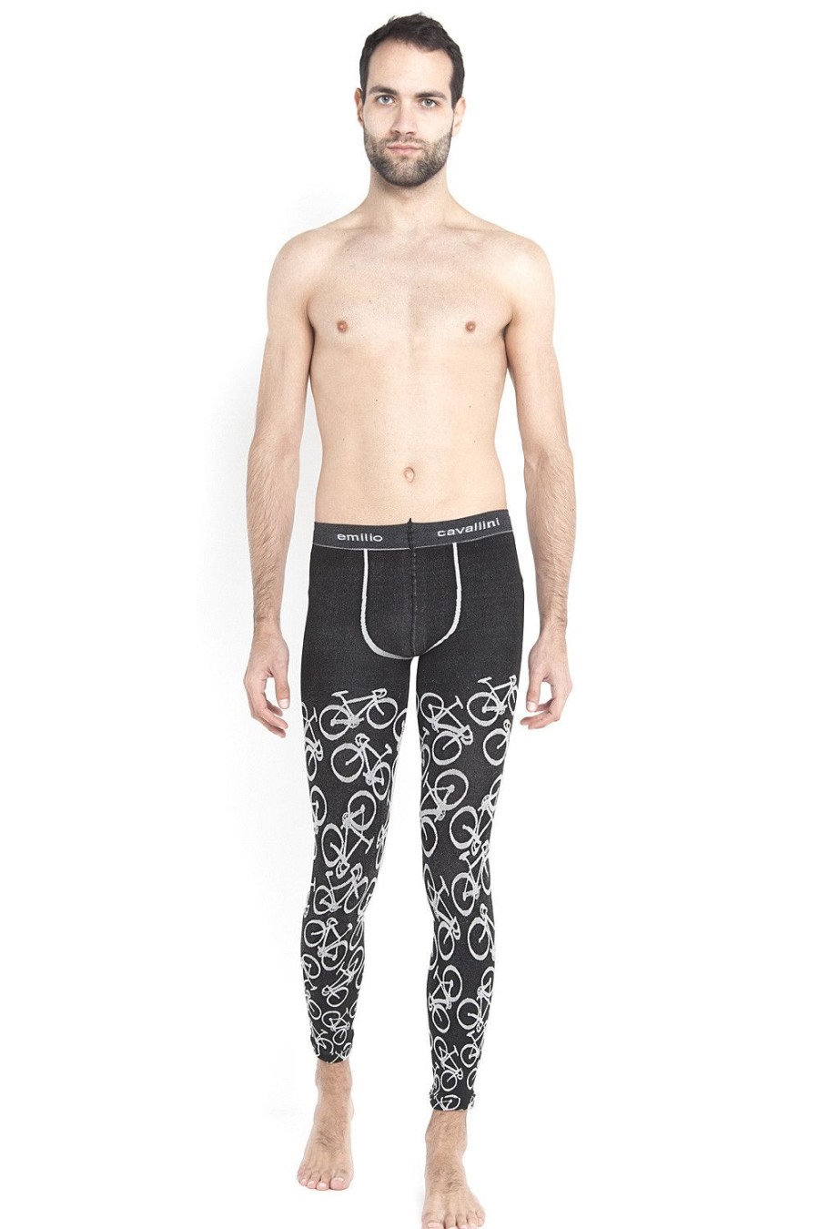 Uomo Emilio Cavallini | Leggings Biciclette Nero/Bianco Grezzo