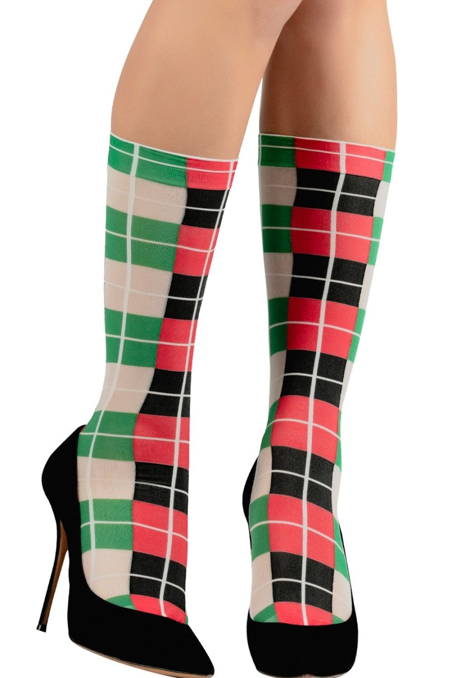 Donna Emilio Cavallini | Gambaletto Tartan Classico Rosso/Verde