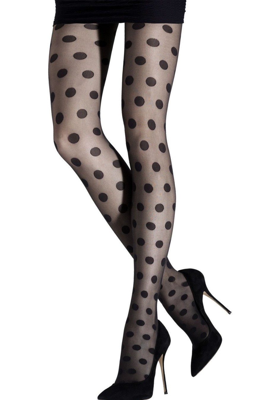 Donna Emilio Cavallini | Collant Pois Medio All Over Nero